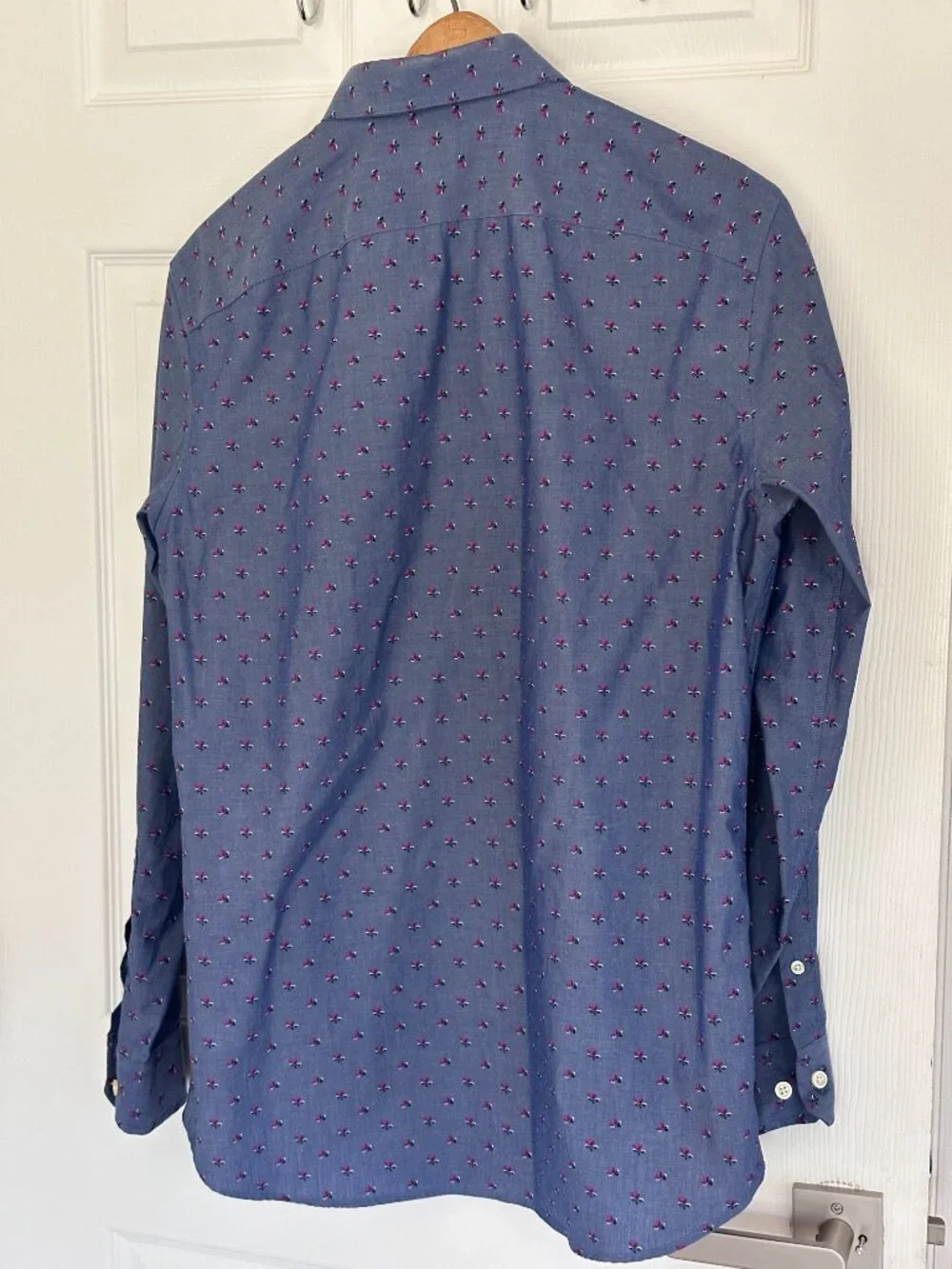 Banana Republic Dress Shirt Mens Medium Blue Floral Non-Iron Button Long Sleeve